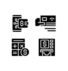 Cash Flow Activities Black Glyph Icons Set