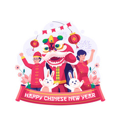 Happy Chinese Lunar New Year With Asian People