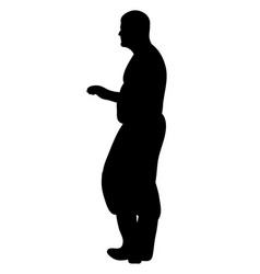 Isolated Silhouette Man Stands Sideways