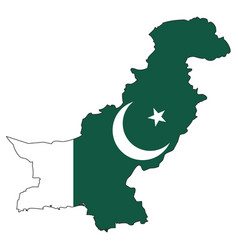 Pakistan Map With Flag - Outline Of A State