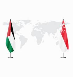 Palestine And Singapore Flags For Official Meeting