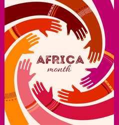 Colorful Poster With Circle Of Hands Africa Day