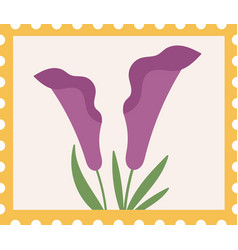 Postage Stamp With Tropical Flowers