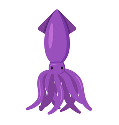 Purple Squid In Cartoon Flat