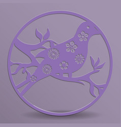 Bird In A Circle With Die Cut Flowers