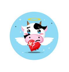 Cute Angel Cow Is Sad Holding Love