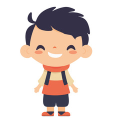 Cute Cartoon Boy Smiling With A Backpack