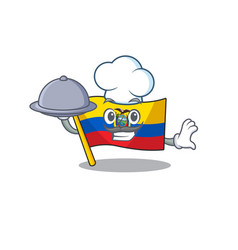 Smiling Flag Ecuador As A Chef With Food Cartoon