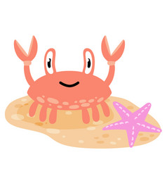 Funny Crab On Beach Pink Seashell