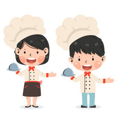 Happy Cute Kid In Chef Costume