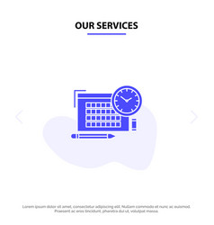 Our Services Time File Pen Focus Solid Glyph Icon