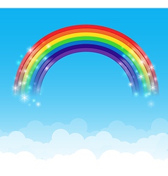 Rainbow on nature background with green grass Vector Image
