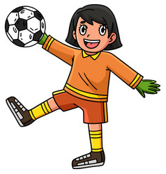 Soccer Girl Goal Keeper Cartoon Colored Clipart