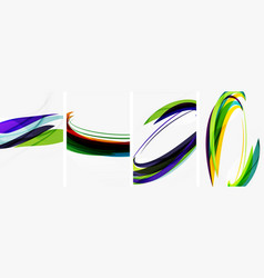 Colorful Wave Lines Poster Set For Wallpaper