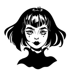 Cute Smiling Goth Girl With Short Hair