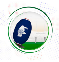 Flag Of Wyoming On Rugby Ball Round Icon