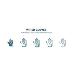 Wired Gloves Icon In 5 Different Style Outline