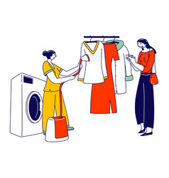 Laundry Staff Steam Off Garment At Public