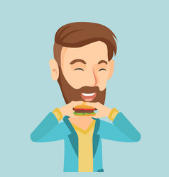 Man Eating Hamburger