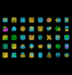 Subscription Service Icons Set Neon