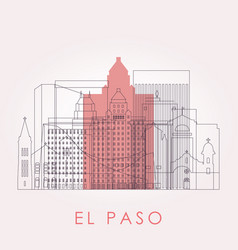 Outline El Paso Skyline With Landmarks