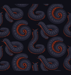 Dark Seamless Pattern With Scary Centipedes