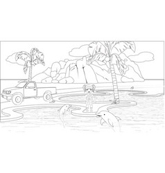 Dolphin Park Coloring Page