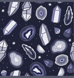 Seamless Pattern With Crystals In Purple Colors