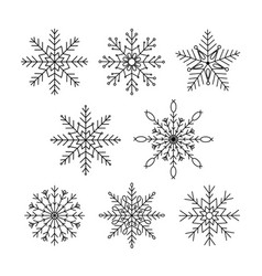 Snowflakes Christmas Set Simple Doodle Linear Hand