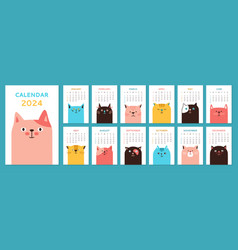 Calendar 2023 Cartoon Cats Template Page Cover Set