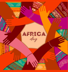 Colorful Poster With Circle Of Hands Africa Day