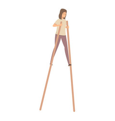 Girl Stilt Icon Cartoon Street Man