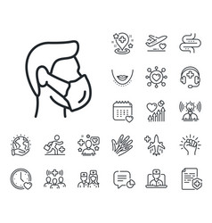 Medical Mask Line Icon Safety Breathing