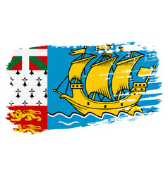 Saint Pierre And Miquelon Flag Wide Brush Stroke