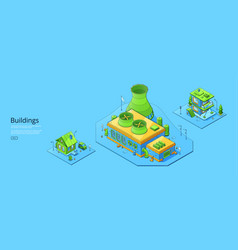 Isometric Buildings Power Station House And Store