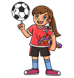 Soccer Girl Carrying Shoes Cartoon Colored Clipart