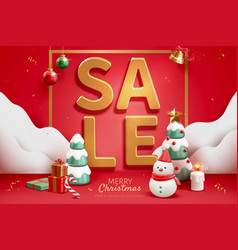 3d Christmas Sale Ad Banner In Red