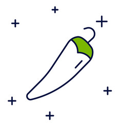 Filled Outline Hot Chili Pepper Pod Icon Isolated