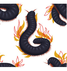 Seamless Pattern With Scary Centipedes With