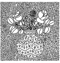 Doodle Coloring Page Vase With Flowers