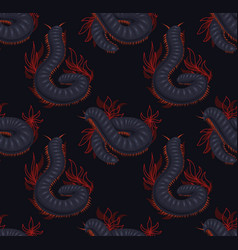 Seamless Pattern With Scary Centipedes With