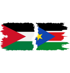 South Sudan And Jordan Grunge Flags Connection