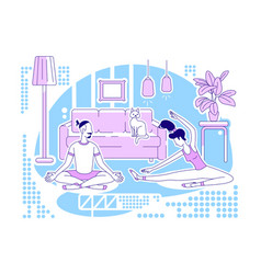 Doing Yoga Together Flat Silhouette