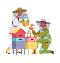 Equipped Man And Woman Beekeeper Or Apiarist