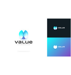 Modern And Minimal Blue Letter V Logo Design