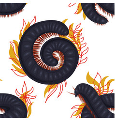 Seamless Pattern With Scary Centipedes In