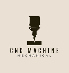 Cnc Machine Modern Technology Vintage Logo Icon