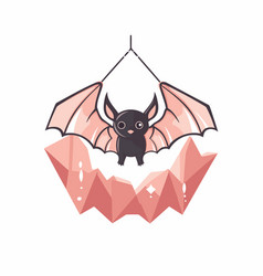 Cute Black Bat In Pink Origami Paper Shell