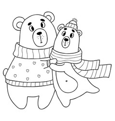 Cute Pair Bears In Winter Clothes