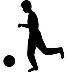 Silhouette Of Male Kid Playing Football Soccer